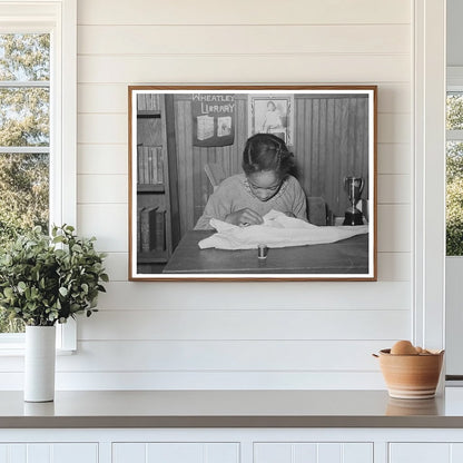 Daughter of Tenant Farmer Sewing Oklahoma February 1944