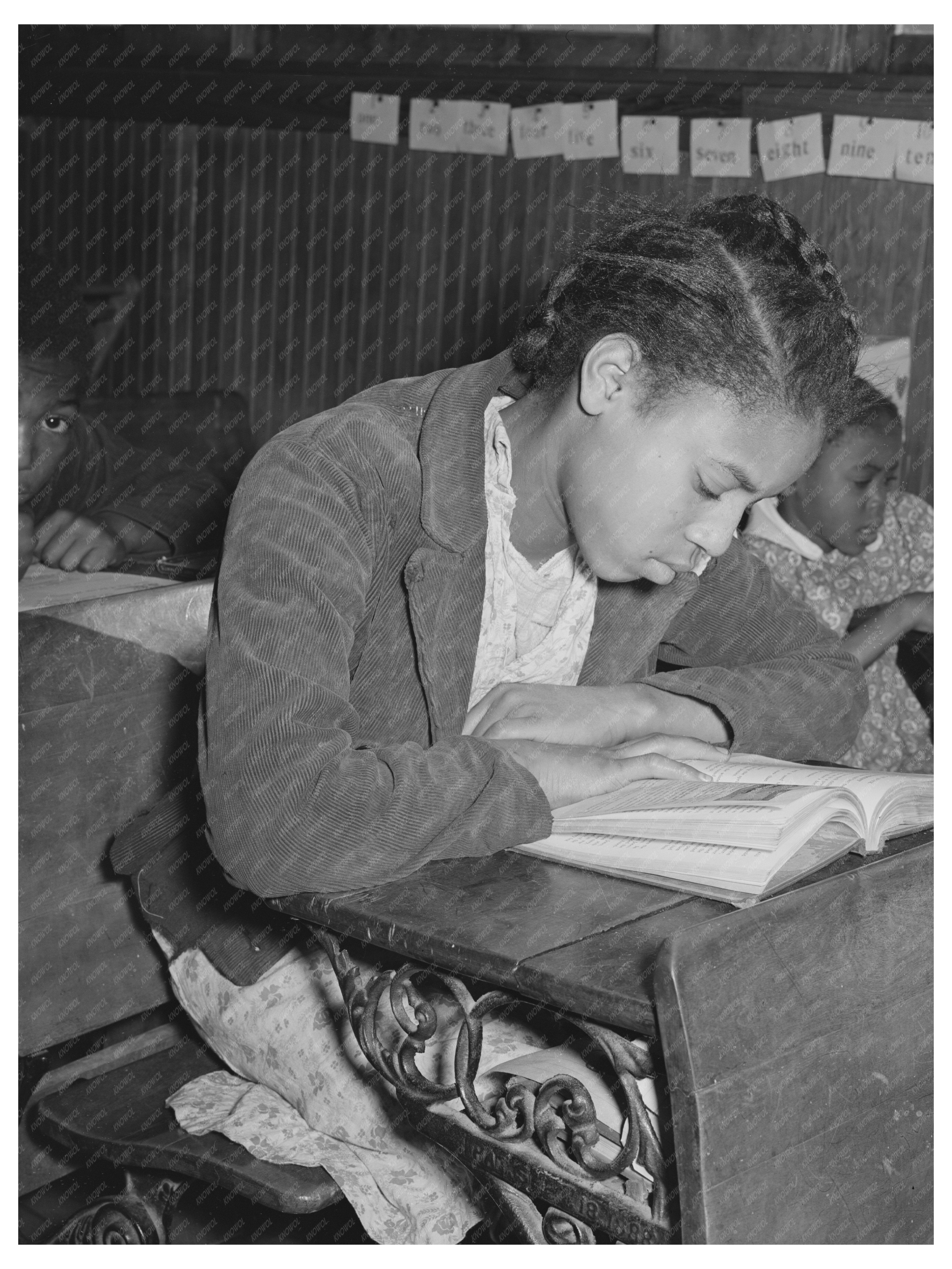 Young Girl Studying in Rural Oklahoma School February 1940