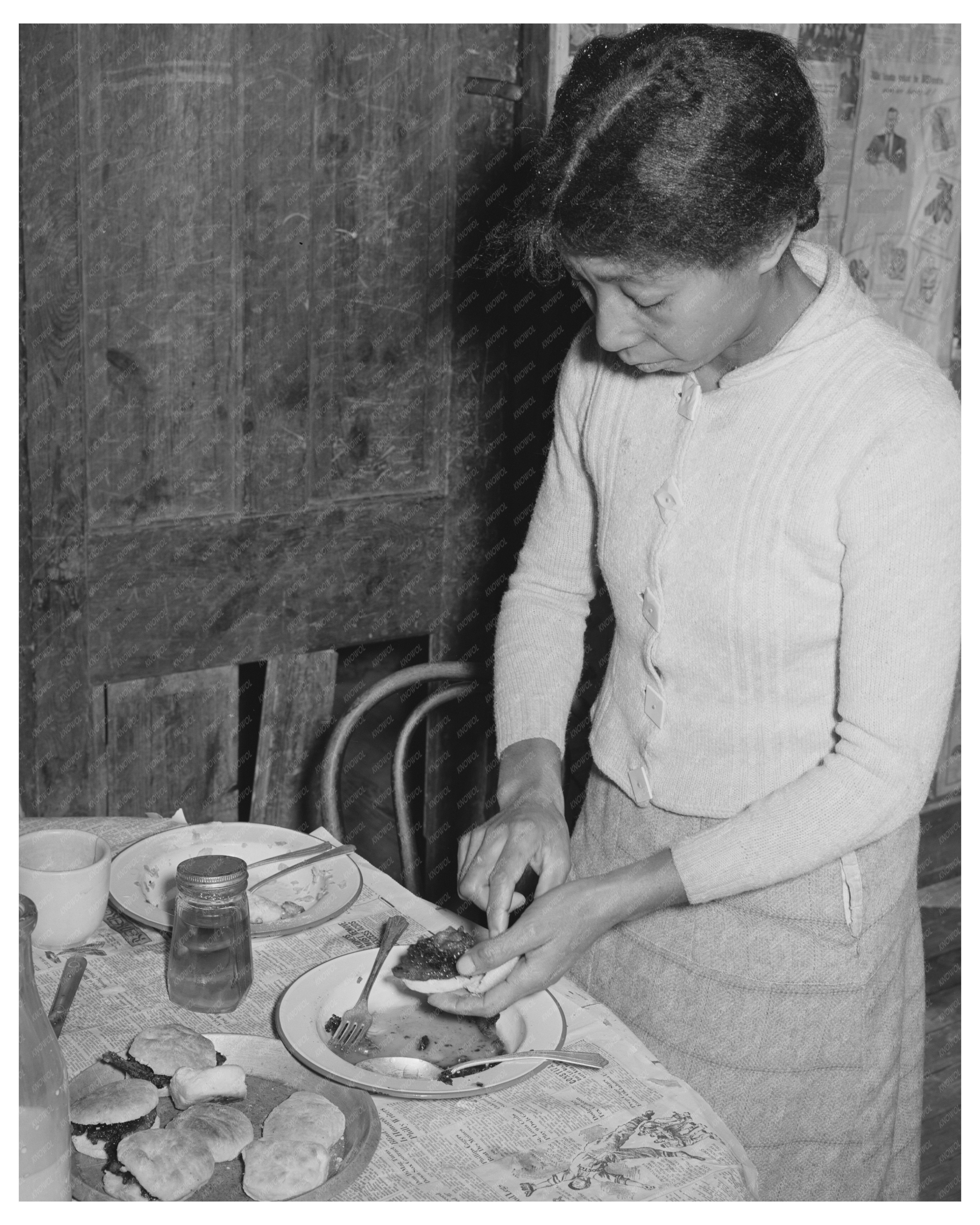 1944 Woman Prepares School Lunches in Oklahoma