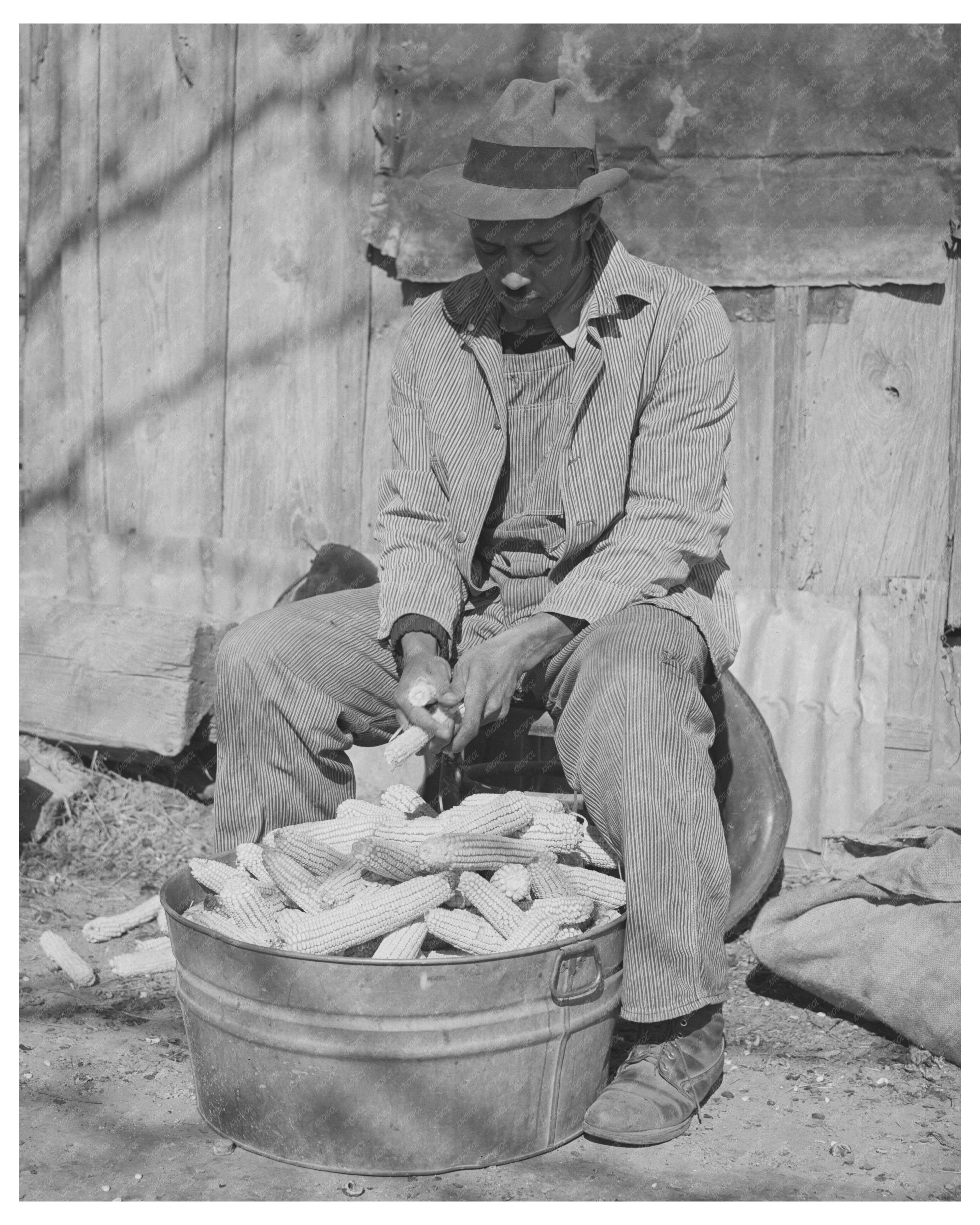 Pomp Hall Shelling Seed Corn Oklahoma February 1940