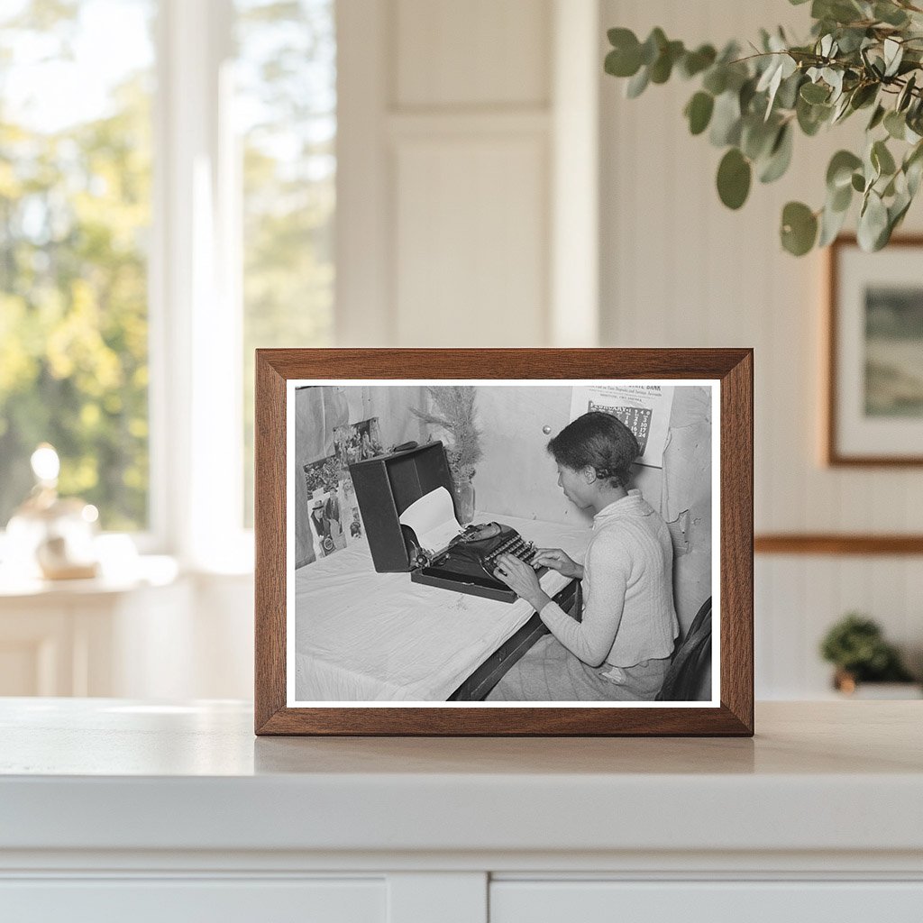 Typewriter Use by Tenant Farmers Wife in Oklahoma 1944