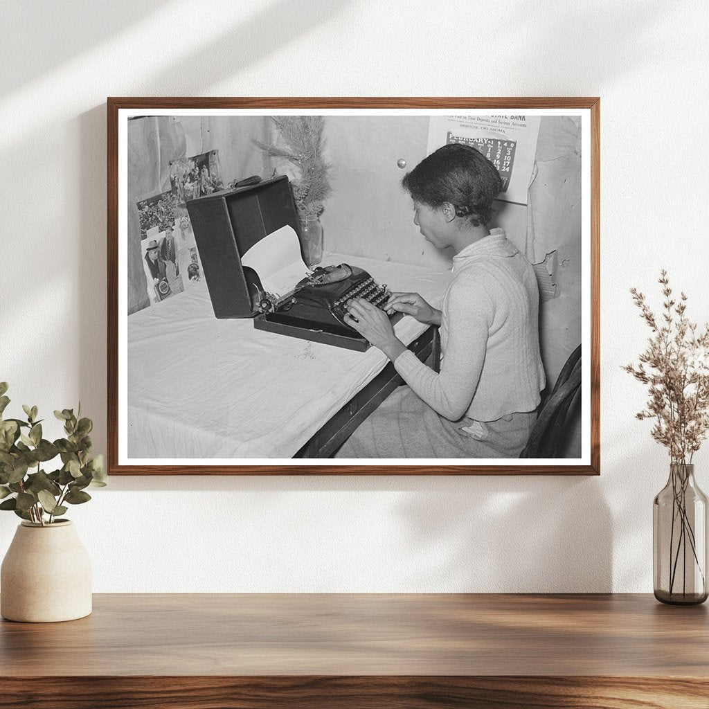 Typewriter Use by Tenant Farmers Wife in Oklahoma 1944