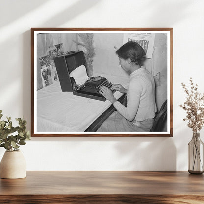 Typewriter Use by Tenant Farmers Wife in Oklahoma 1944