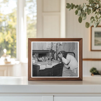 African American Woman Combing Hair in Oklahoma 1944