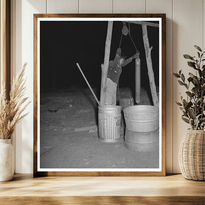Young African American Girl Drawing Water at Oklahoma Farm 1944