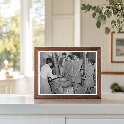 Children Around Wood-Burning Stove in Oklahoma 1940