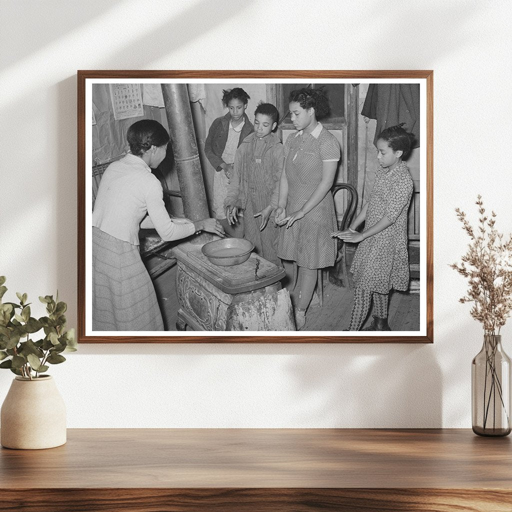 Children Around Wood-Burning Stove in Oklahoma 1940