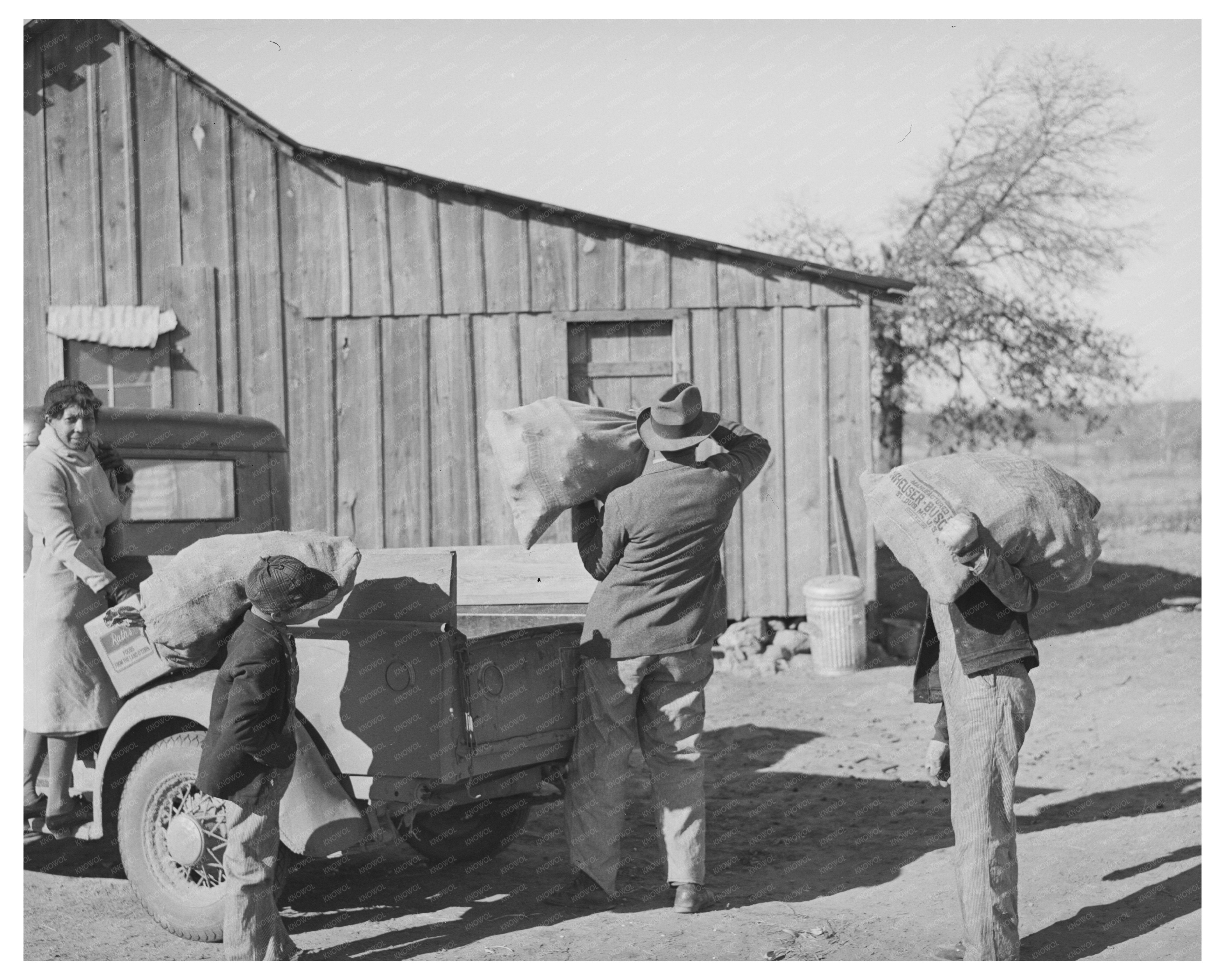 Tenant Farming Family with Seed Corn in Oklahoma 1944