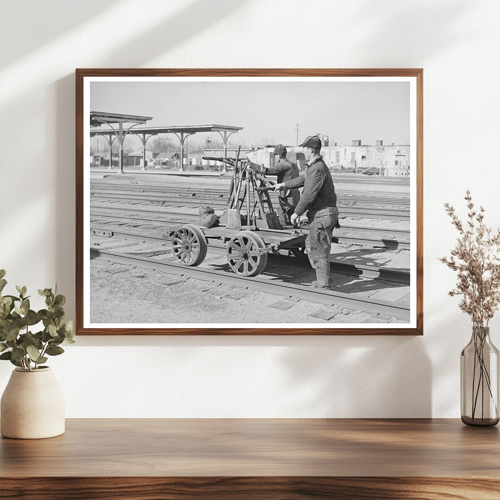 Railway Workmen on Hand Car in Oklahoma City 1940
