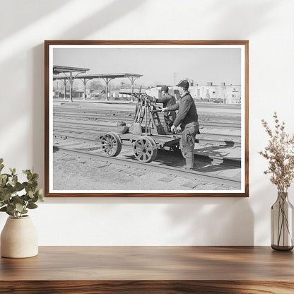 Railway Workmen on Hand Car in Oklahoma City 1940