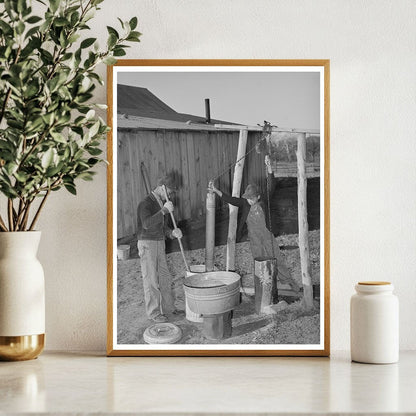 Sons of Pomp Hall Feeding Hogs Oklahoma 1944