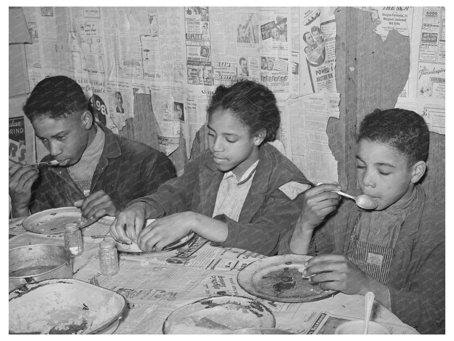 Children Eating Supper in Creek County Oklahoma 1944
