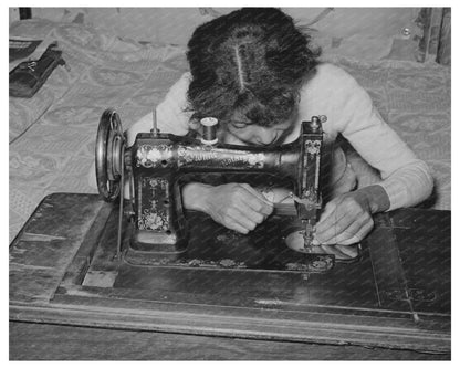 1944 Vintage Photo of Oklahoma Farmers Wife Sewing