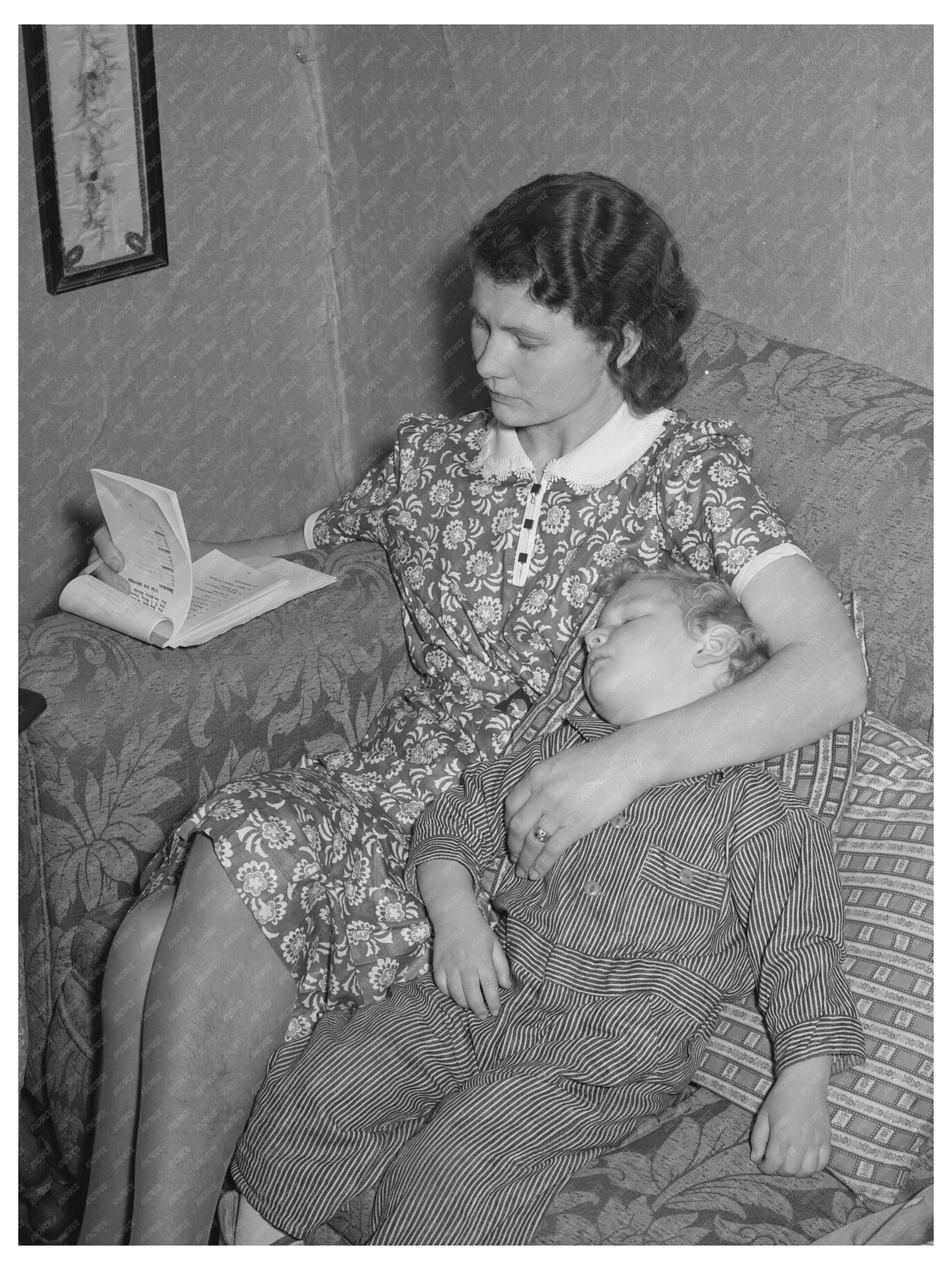 Farm Woman and Son at Meeting McIntosh County Oklahoma 1940