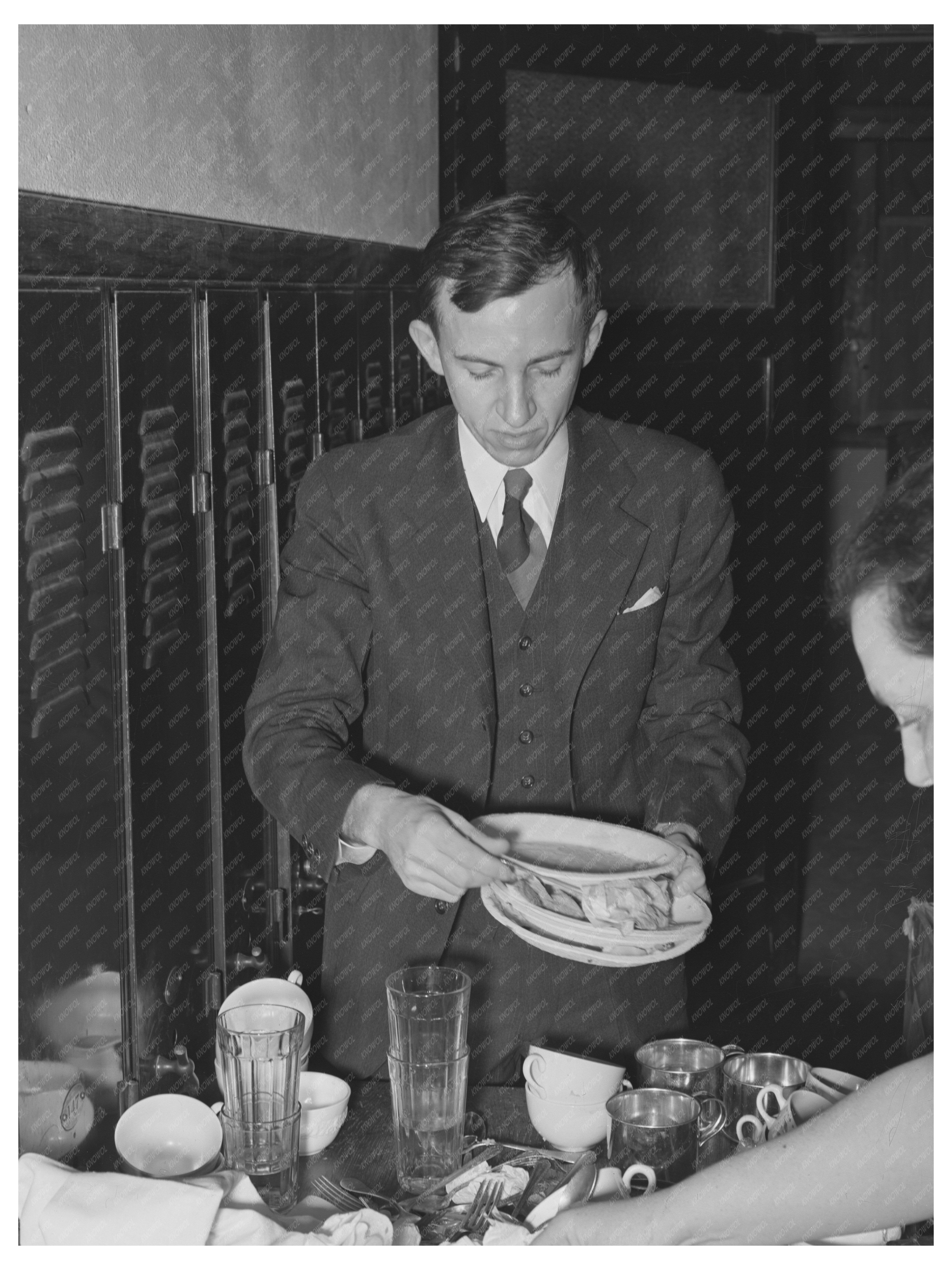 Jaycee Member Cleans Dishes in Eufaula February 1944