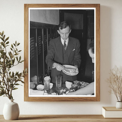 Jaycee Member Cleans Dishes in Eufaula February 1944