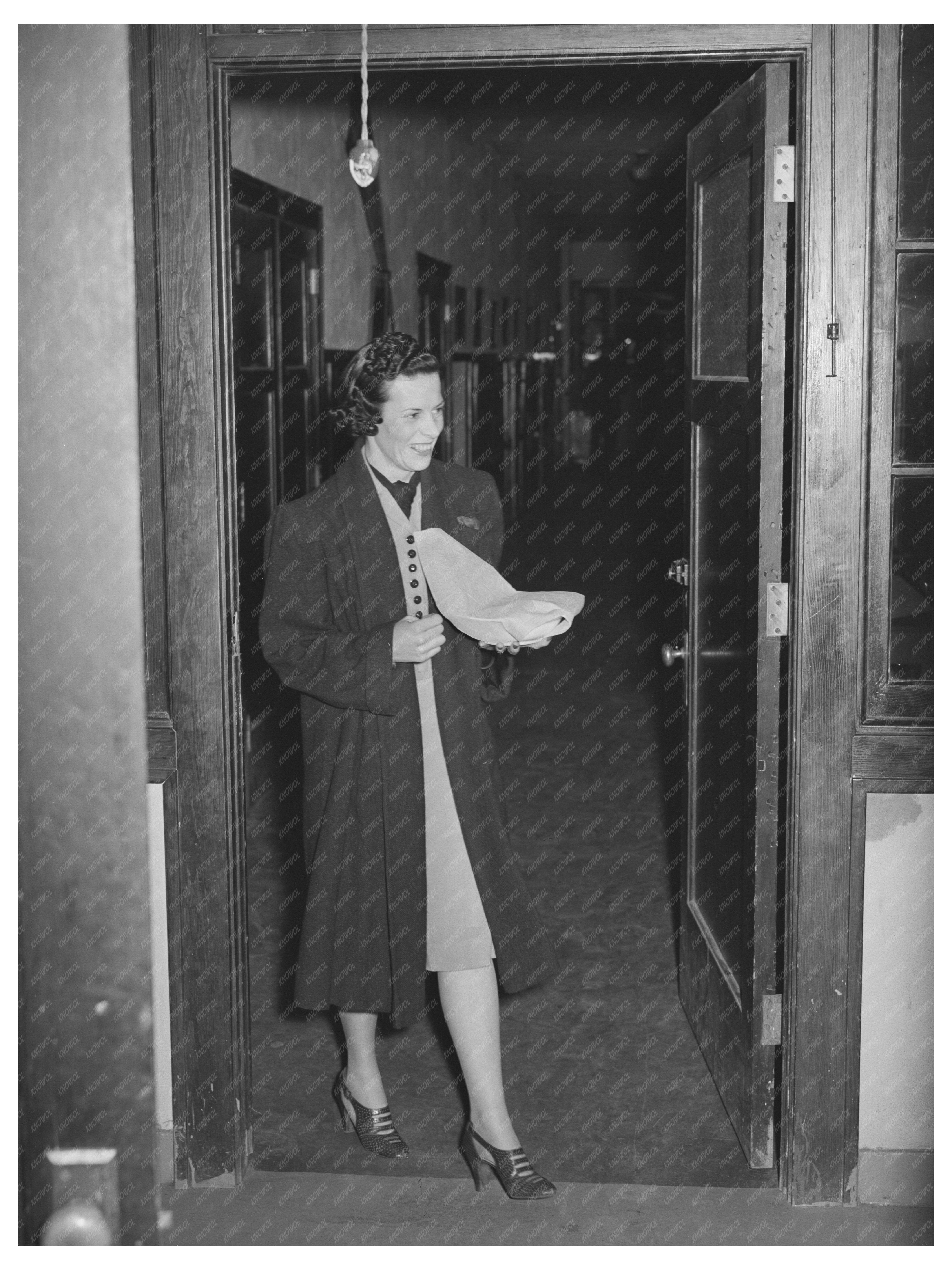 Woman Serving Food at High School Buffet Supper 1944