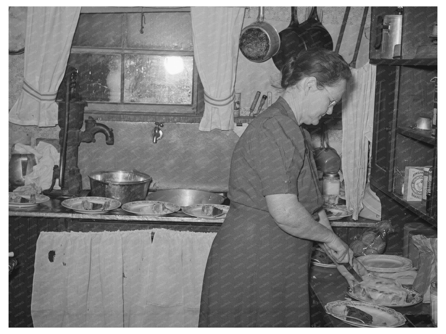 1940 Vintage Hostess Serving Cake at Home Demonstration Meeting