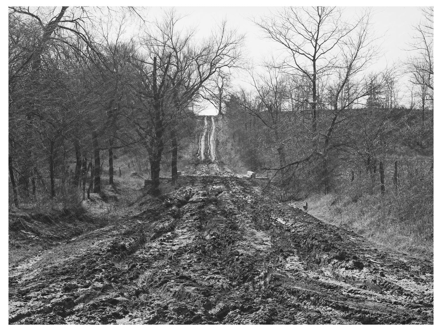 Vintage 1940 McIntosh County Oklahoma Muddy Road Intersection