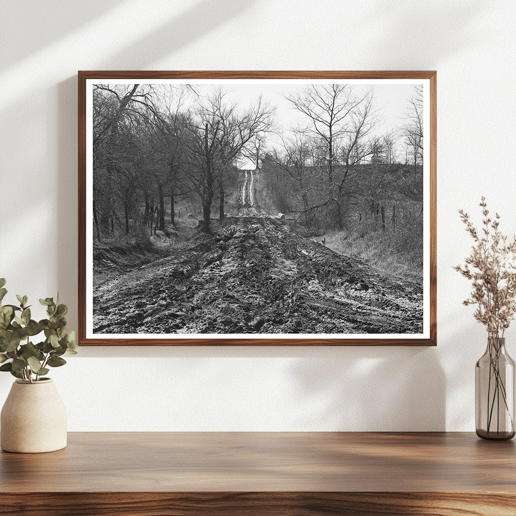 Vintage 1940 McIntosh County Oklahoma Muddy Road Intersection