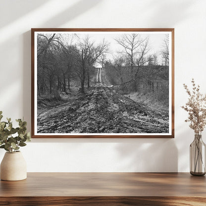Vintage 1940 McIntosh County Oklahoma Muddy Road Intersection