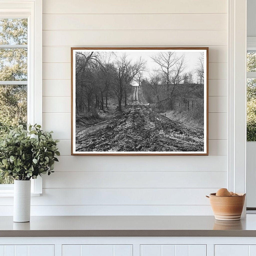 Vintage 1940 McIntosh County Oklahoma Muddy Road Intersection