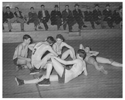 Basketball Players Rest in Eufaula Oklahoma February 1940