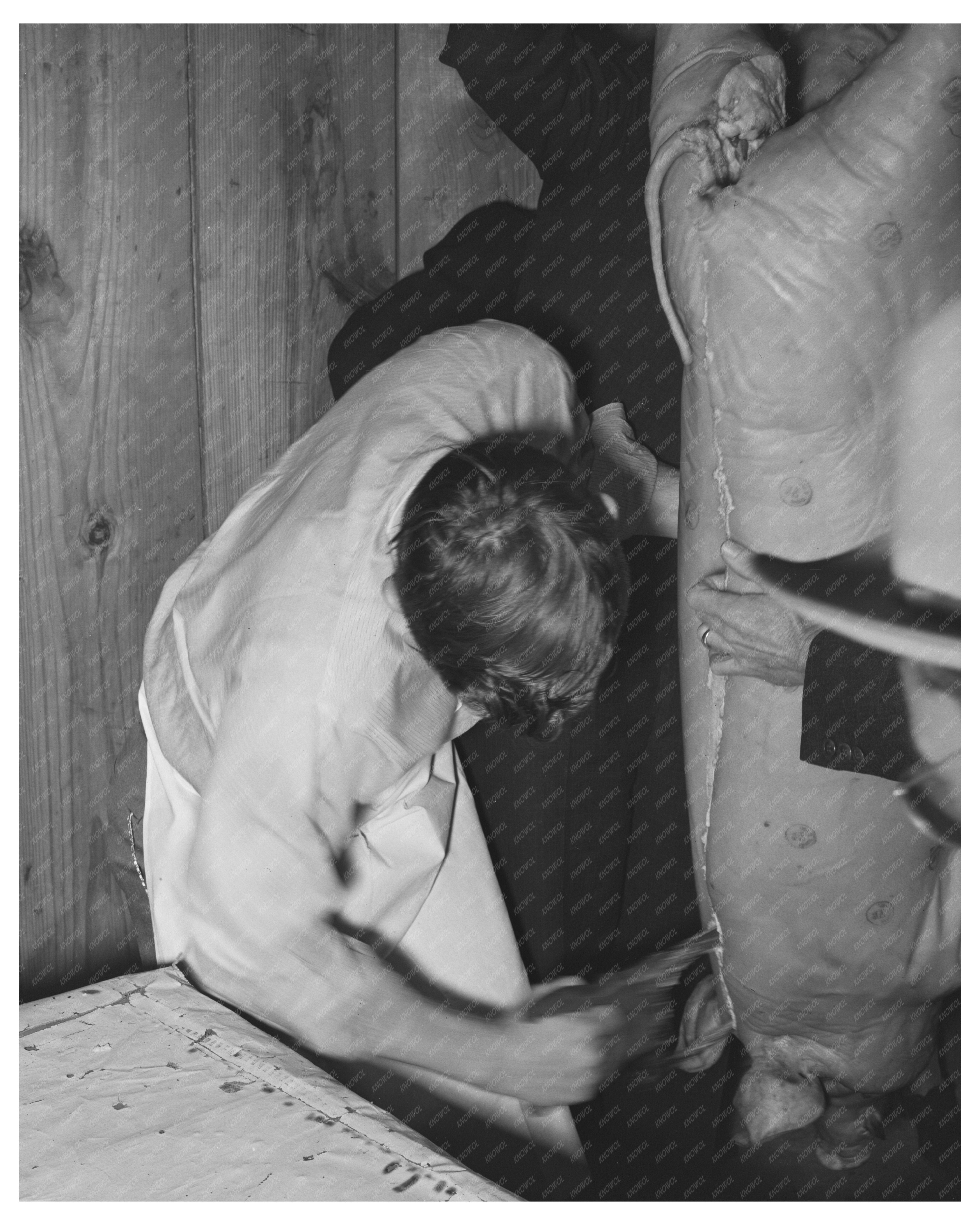 FSA Supervisor Demonstrates Meat Cutting Techniques 1940