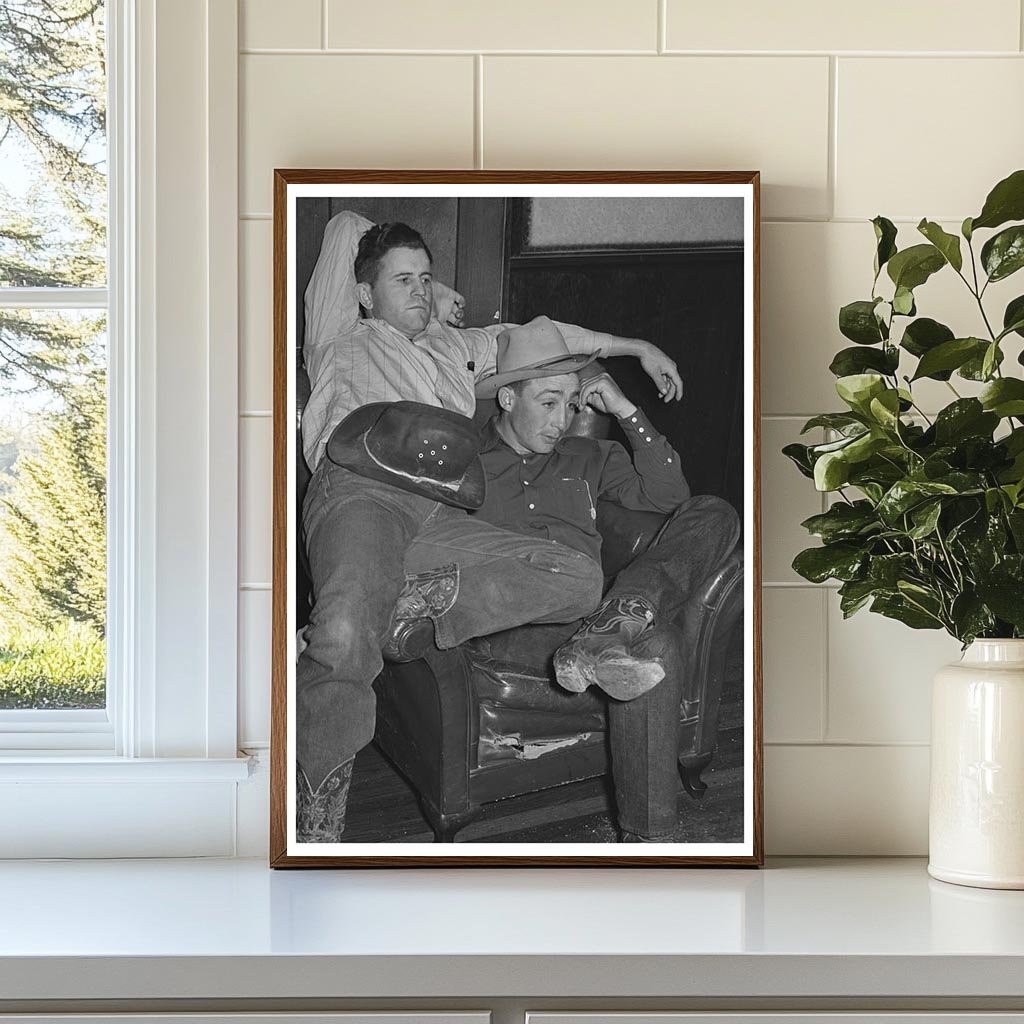 Cowboys in Hotel Lobby San Angelo Fat Stock Show 1940