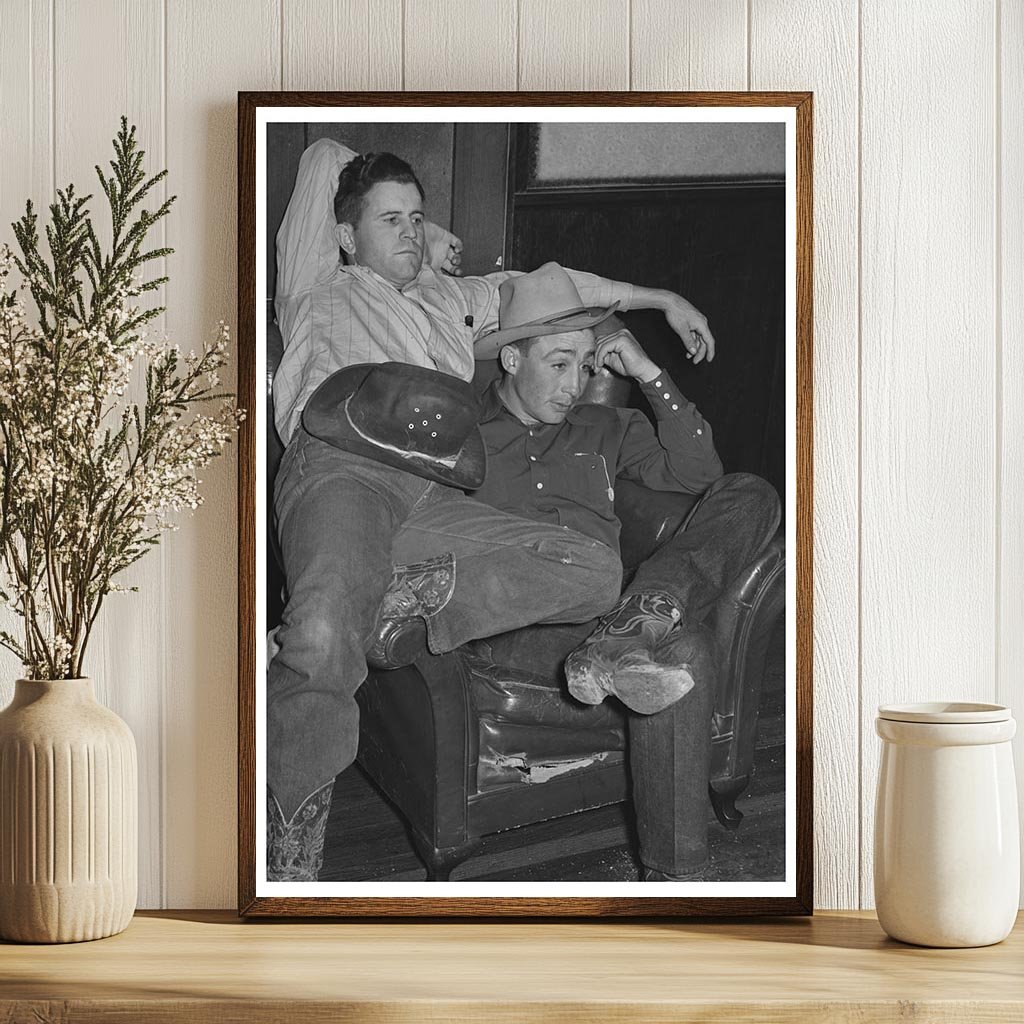 Cowboys in Hotel Lobby San Angelo Fat Stock Show 1940