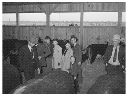 San Angelo Fat Stock Show Family with Beef Steers 1940