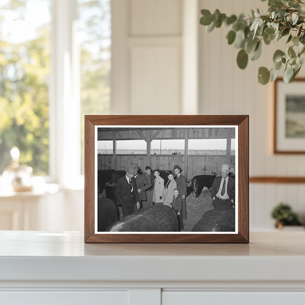 San Angelo Fat Stock Show Family with Beef Steers 1940