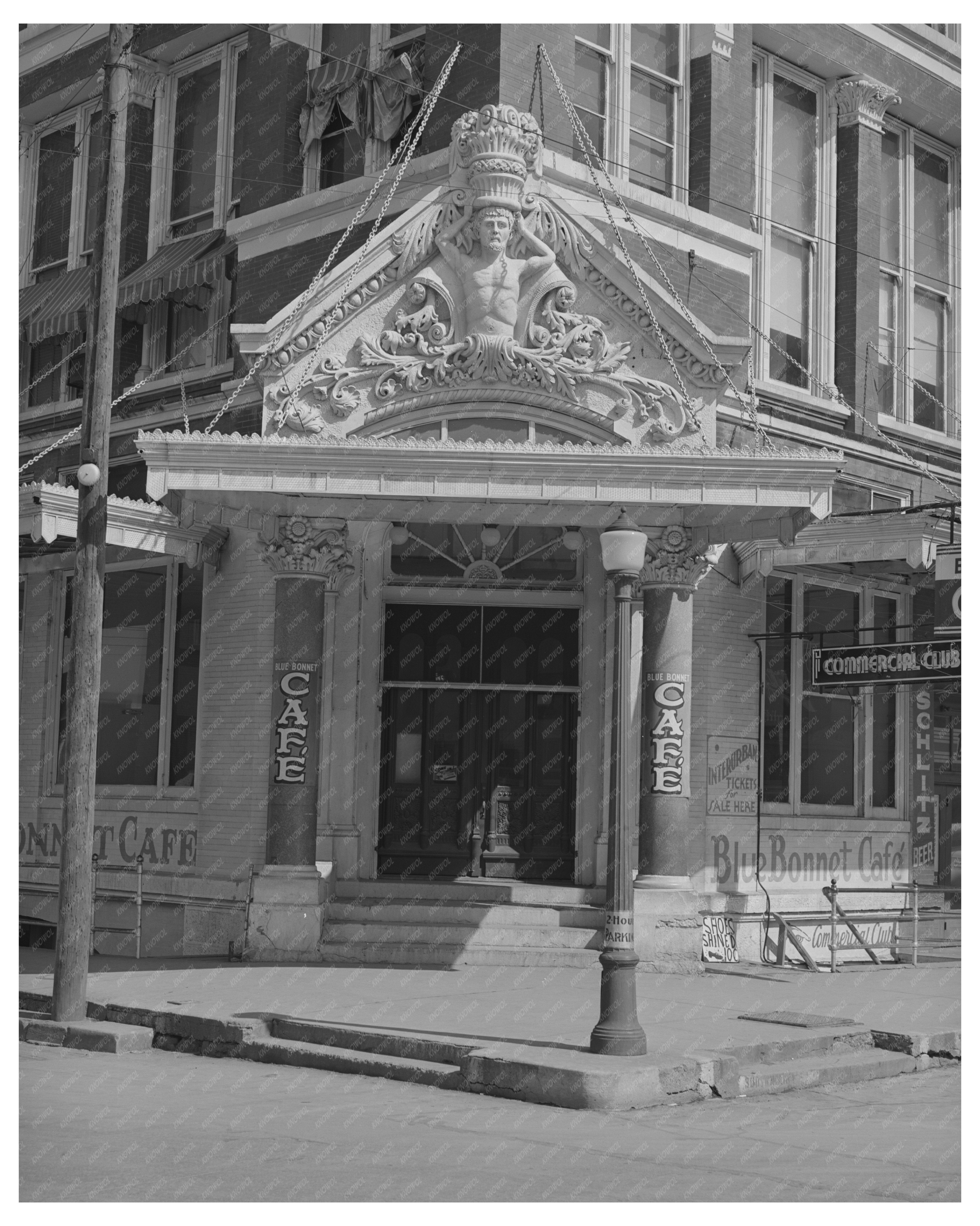 1940 Vintage Entrance to Cafe in Denison Texas