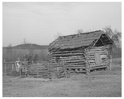 Log Barn by African American Farmer in Oklahoma 1940