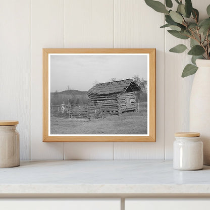 Log Barn by African American Farmer in Oklahoma 1940