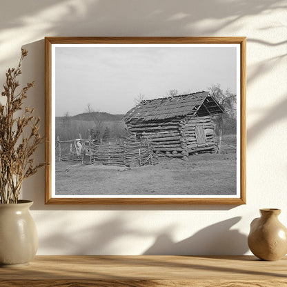 Log Barn by African American Farmer in Oklahoma 1940