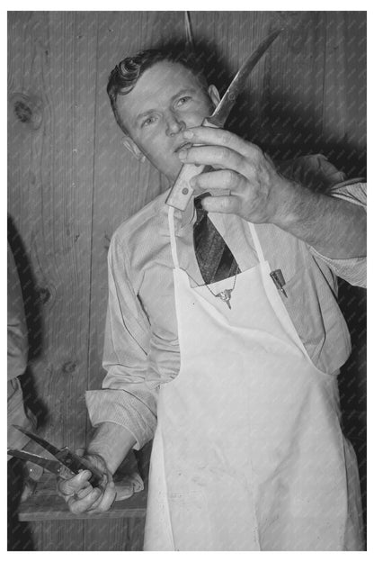 Meat Cutting Technique Demonstration San Angelo Texas 1940