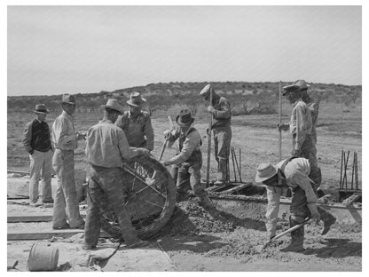 Road Workers Mixing Concrete Menard County Texas 1940