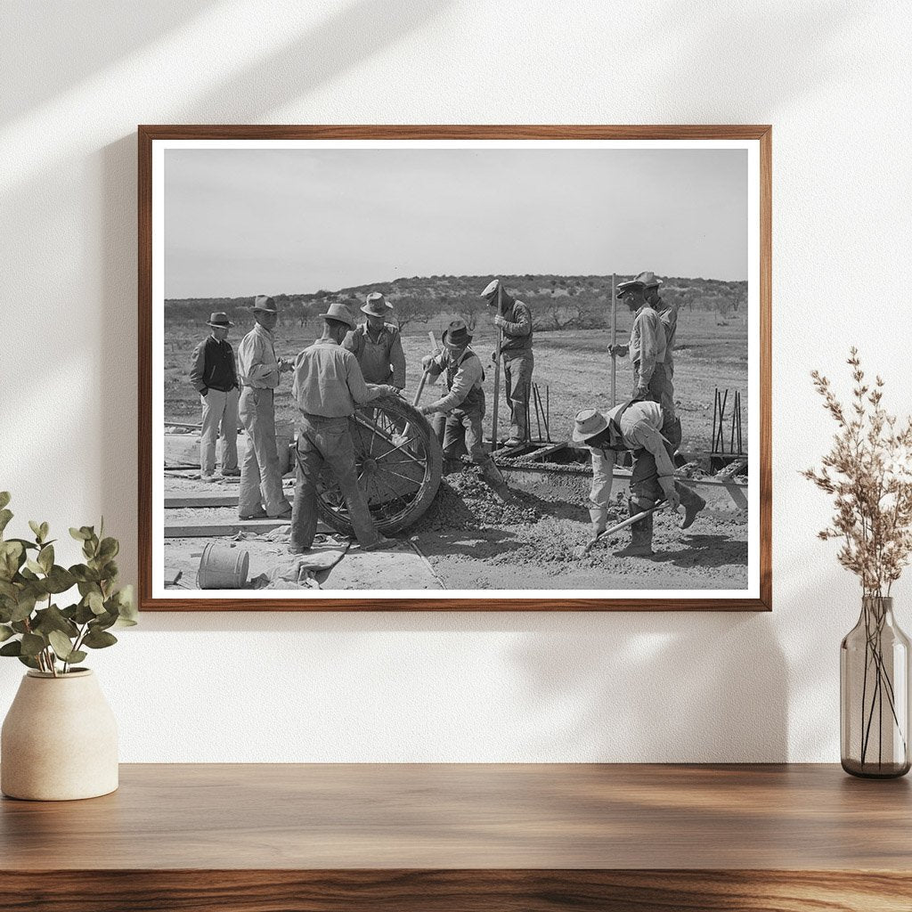 Road Workers Mixing Concrete Menard County Texas 1940