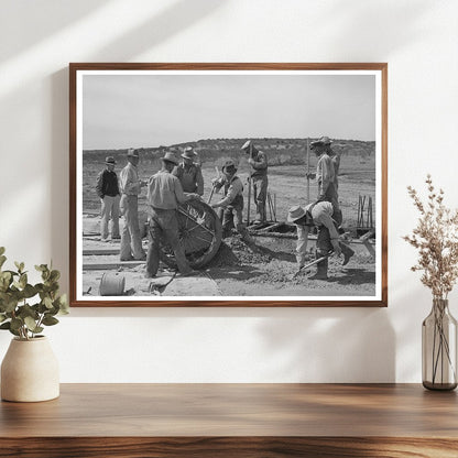 Road Workers Mixing Concrete Menard County Texas 1940