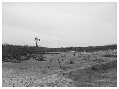 Stock Water Tank and Windmill on Texas Ranch 1940