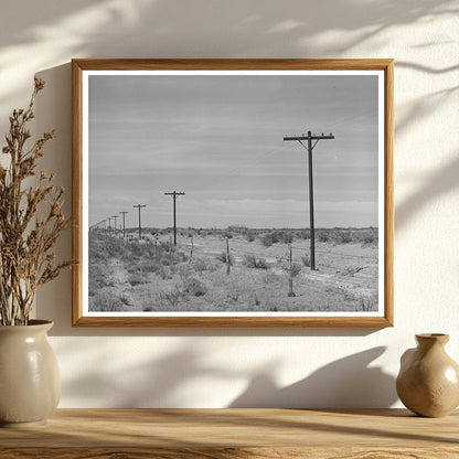 Telephone Poles on Highway in Gaines County Texas 1940