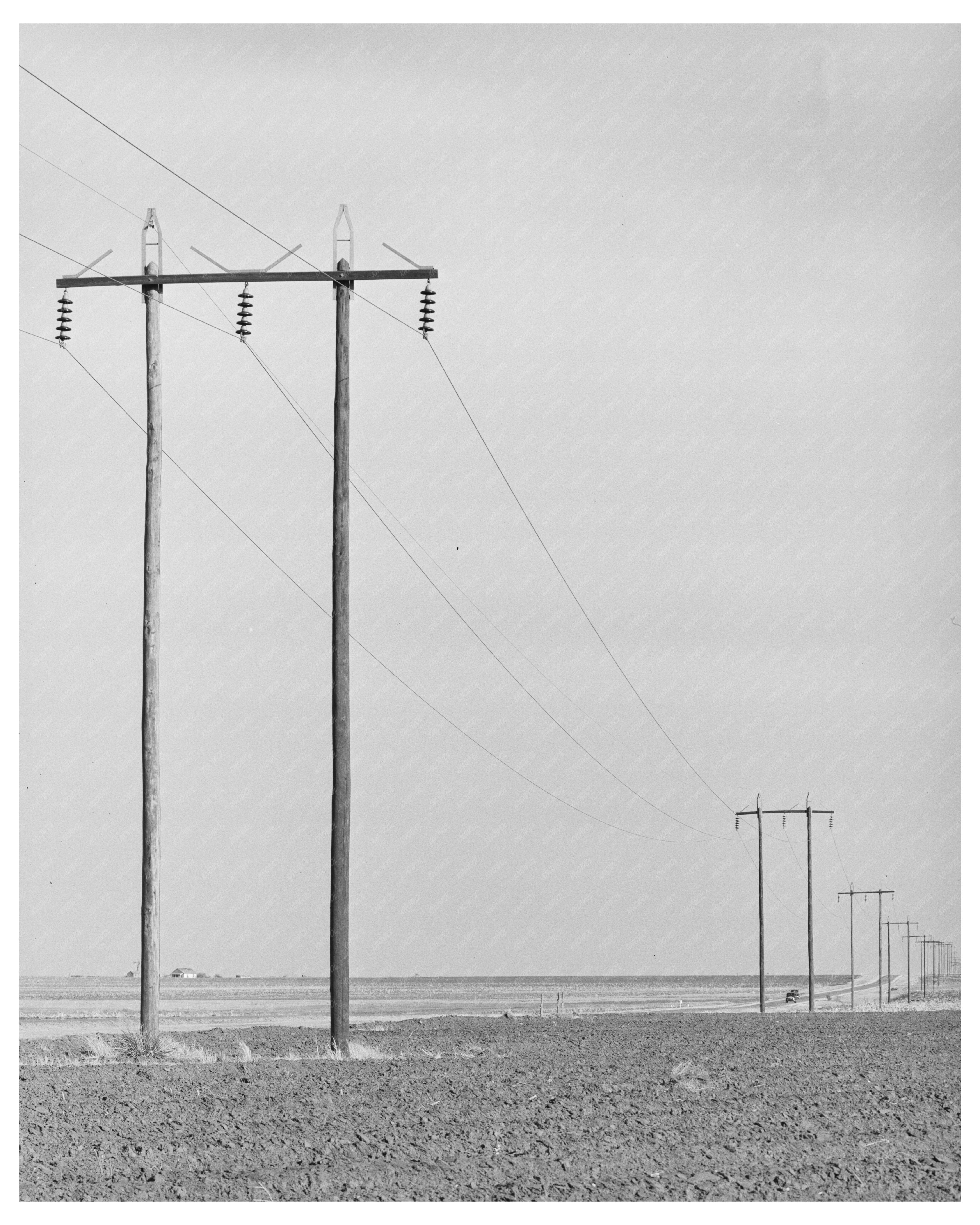 Power Lines Along Highway in Dawson County Texas 1940