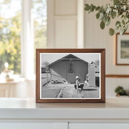Migrant Worker Planting Flowers in Arizona 1940