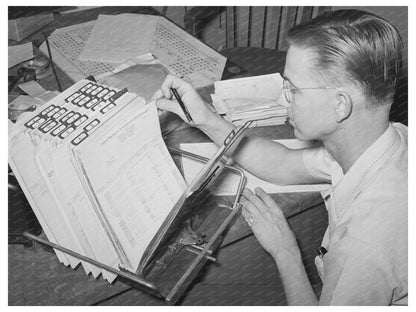 1940 Officer Reviewing Cooperative Books in Phoenix Arizona