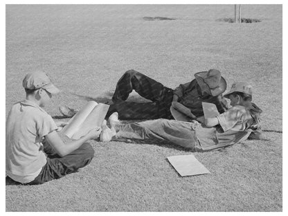 Sons of Migrant Workers Reading Newspaper May 1940