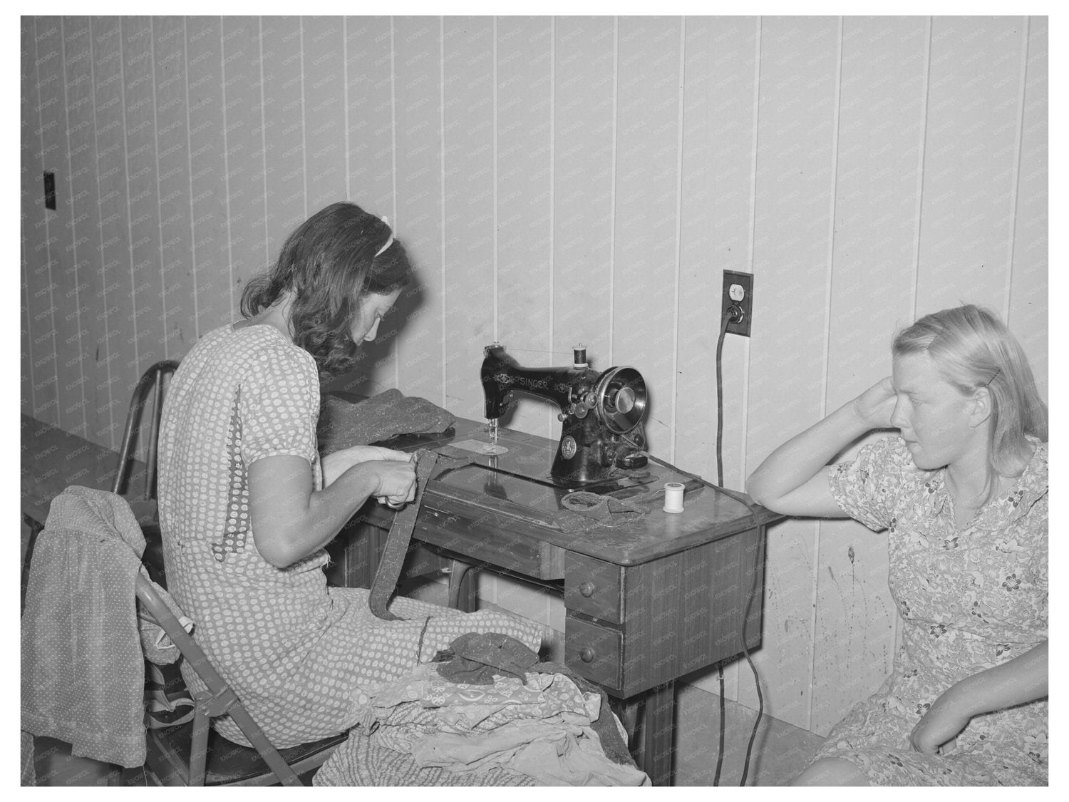 Wife Sewing at Aqua Fria Labor Camp Arizona 1944