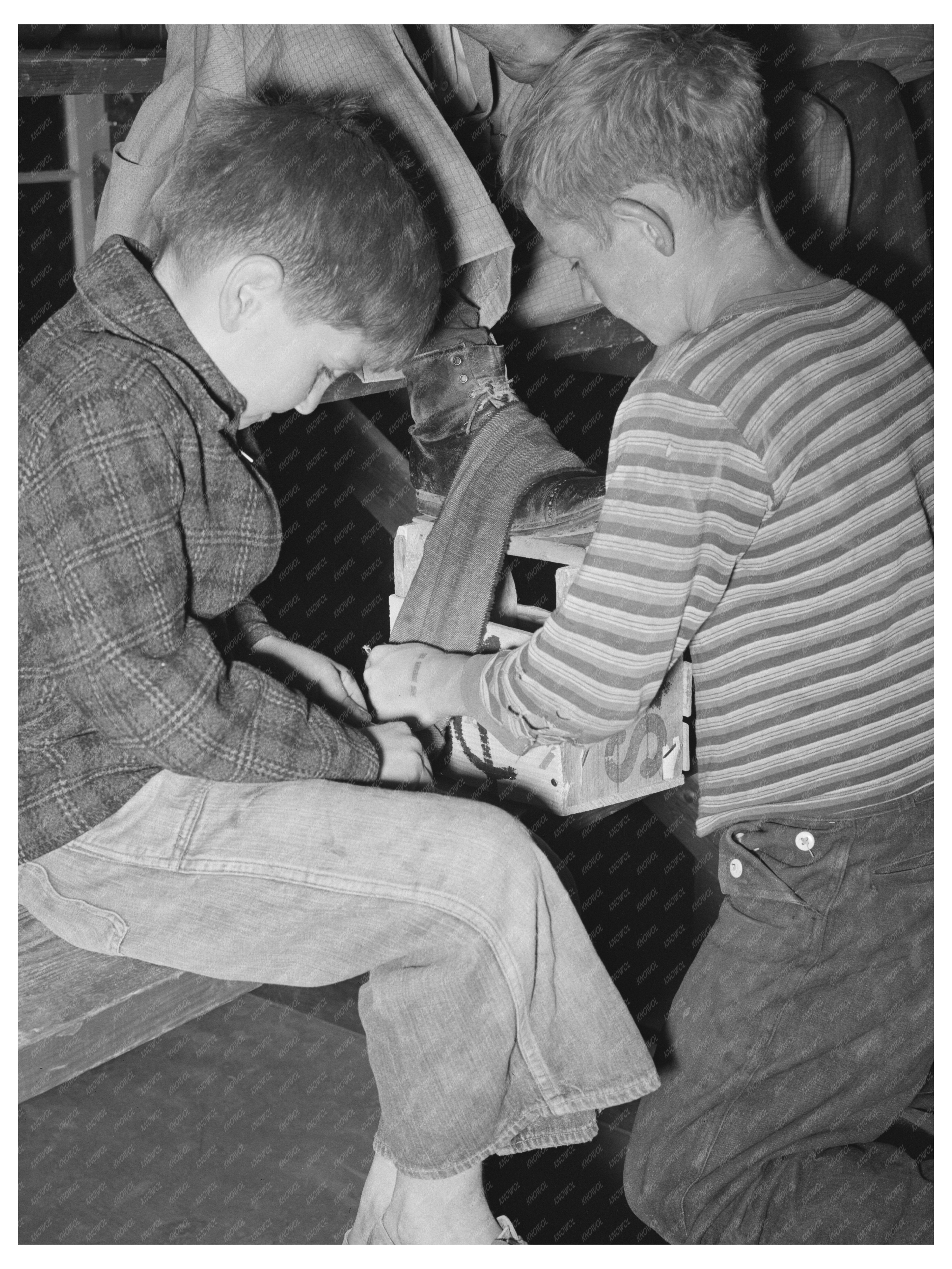 Children Shine Shoes at Agua Fria Labor Camp 1940