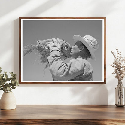 1940 Farmworker in Pinal County Arizona Hay Field