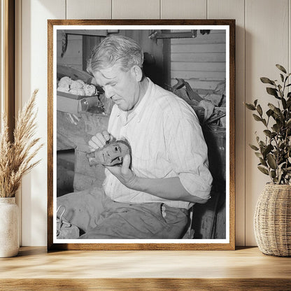 Homer Tate Creating Papier Mache Head Safford 1940
